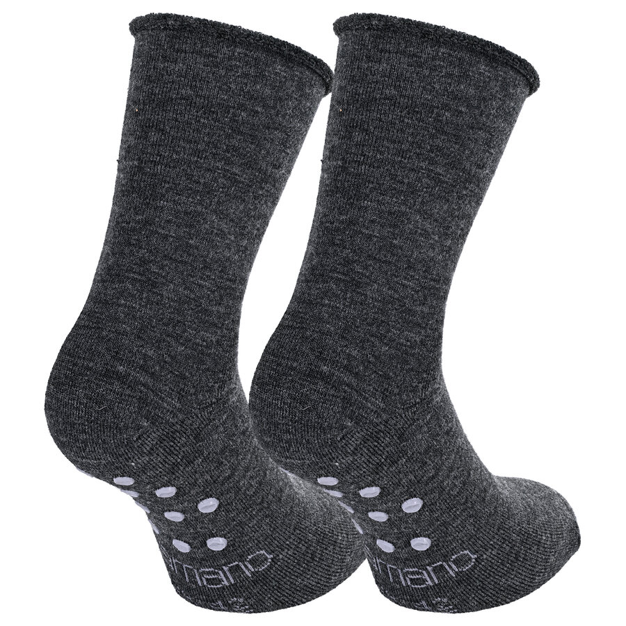 Rollrand-Stopper-Socken Wolle Camano anthrazit-melange