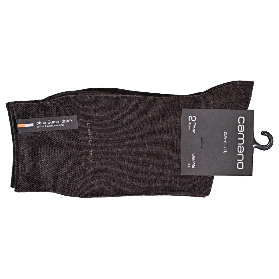Herrensocken ohne Gummi-Druck camano CA-SOFT dunkelbraun melange - 2