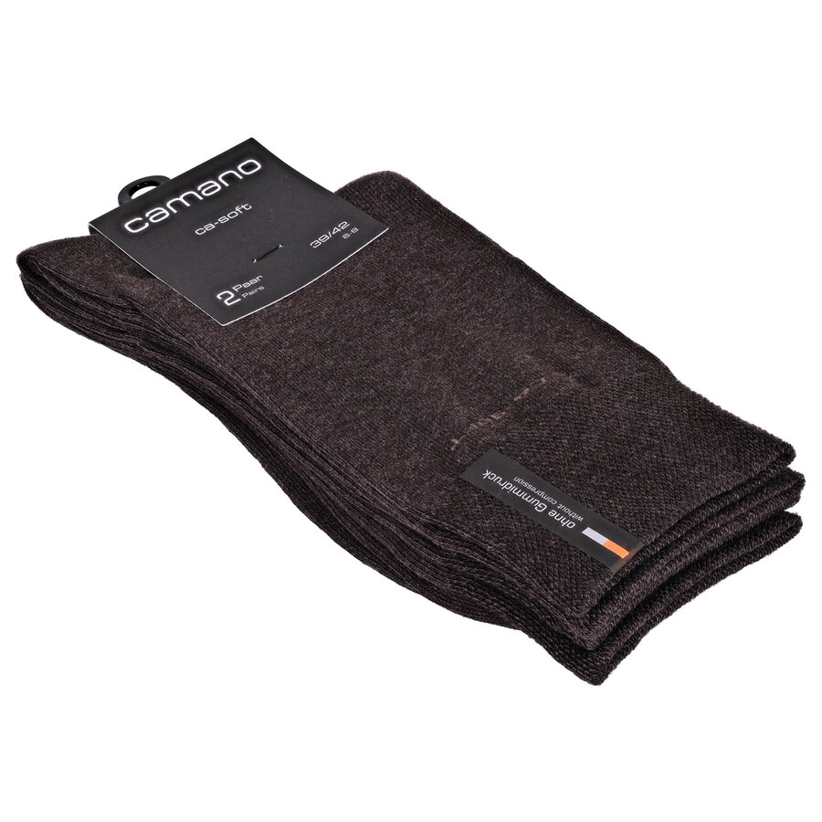 Herrensocken ohne Gummi-Druck camano CA-SOFT dunkelbraun melange - 4