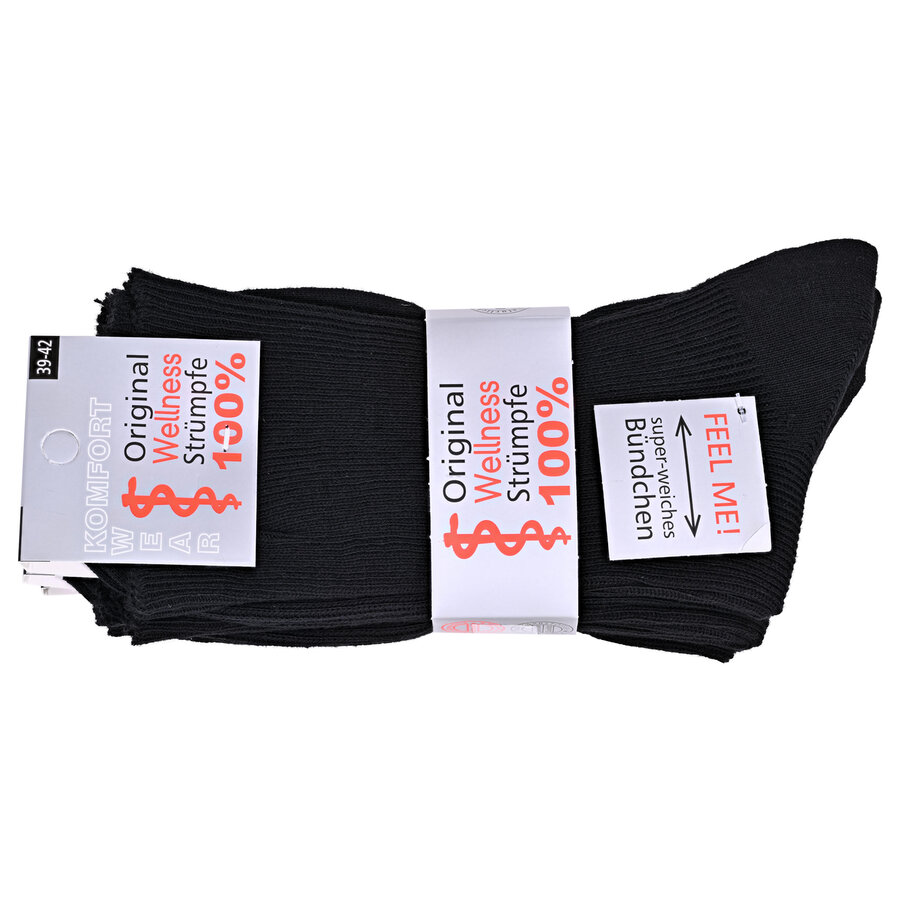 100% Baumwolle Herren Socken ohne Gummi schwarz - 2