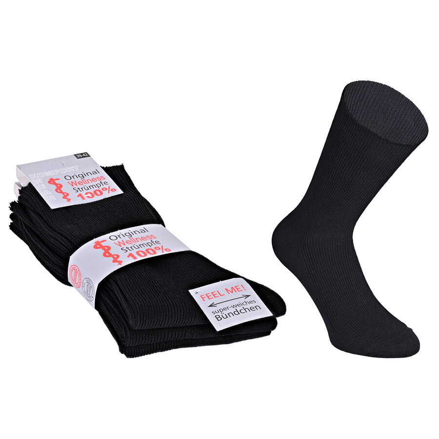 100% Baumwolle Herren Socken ohne Gummi schwarz - 3