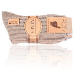 Dicke 100% Alpaka Schaf Wolle Socken natur beige - 2