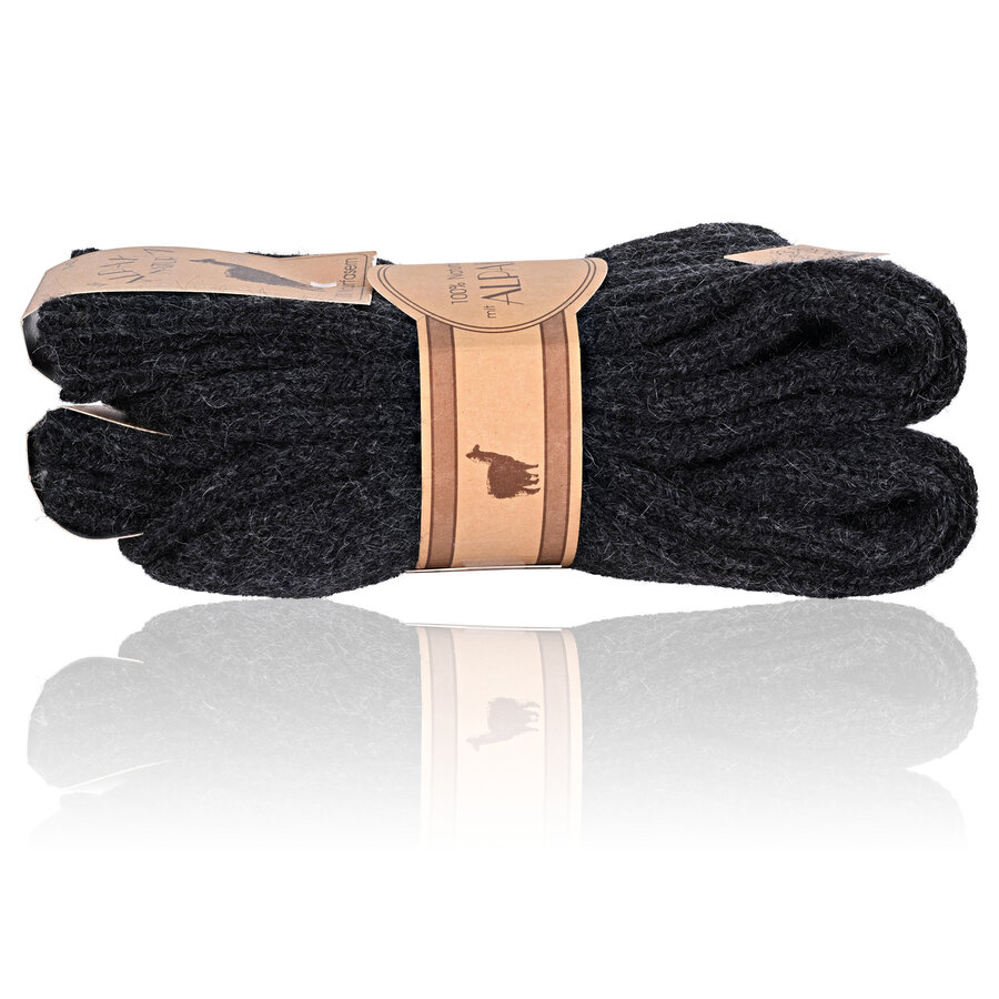 Dicke 100% Alpaka Schaf Wolle Socken anthrazit - 8