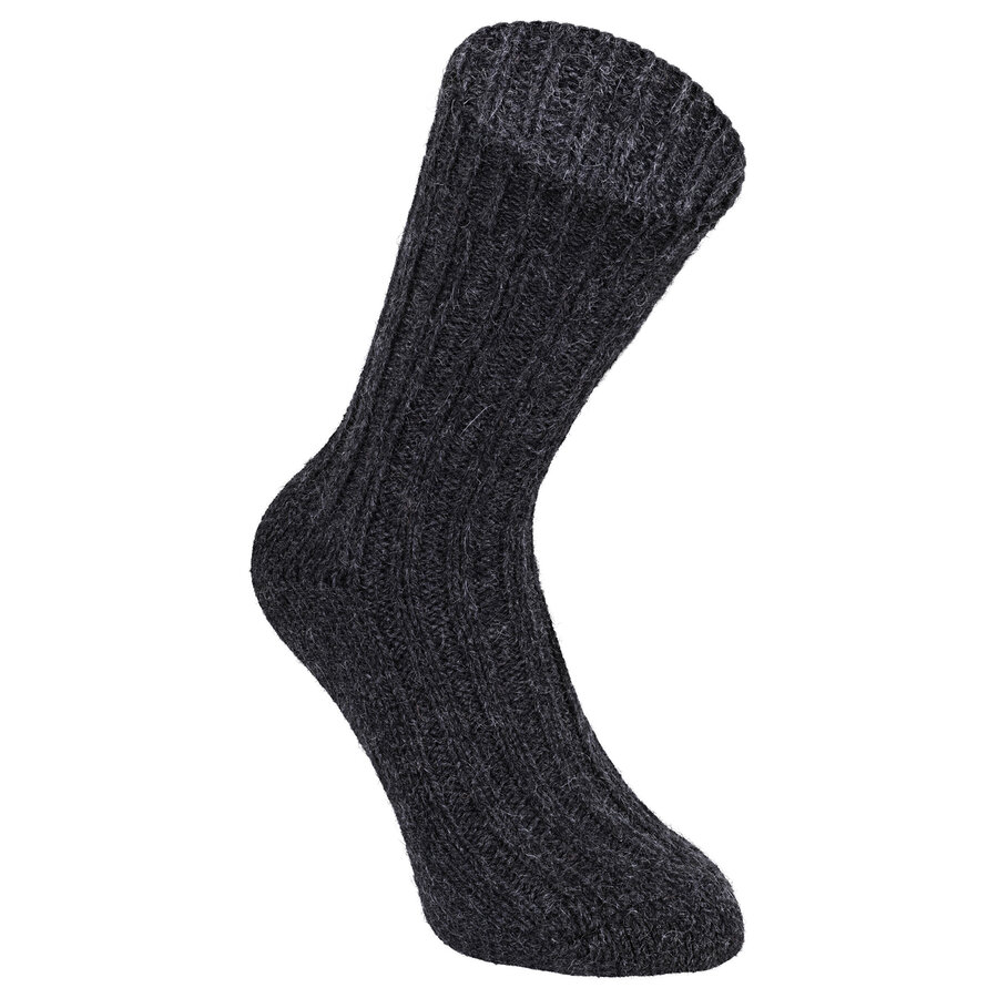 Dicke 100% Alpaka Schaf Wolle Socken anthrazit - 5
