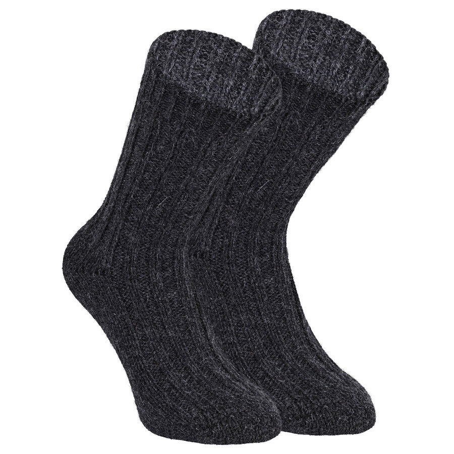 Dicke 100% Alpaka Schaf Wolle Socken anthrazit