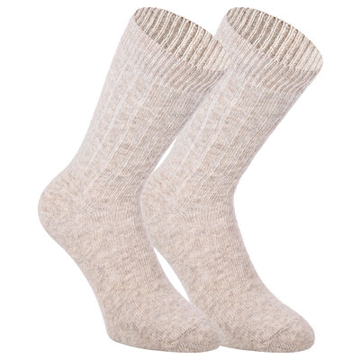 Alpaka Schaf Wolle Socken beige