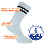 Crew Socks Tennis-Sportsocken Baumwolle weiß schwarze Ringel - 2