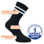 Crew Socks Tennis-Sportsocken Baumwolle schwarz weiße Ringel - 2