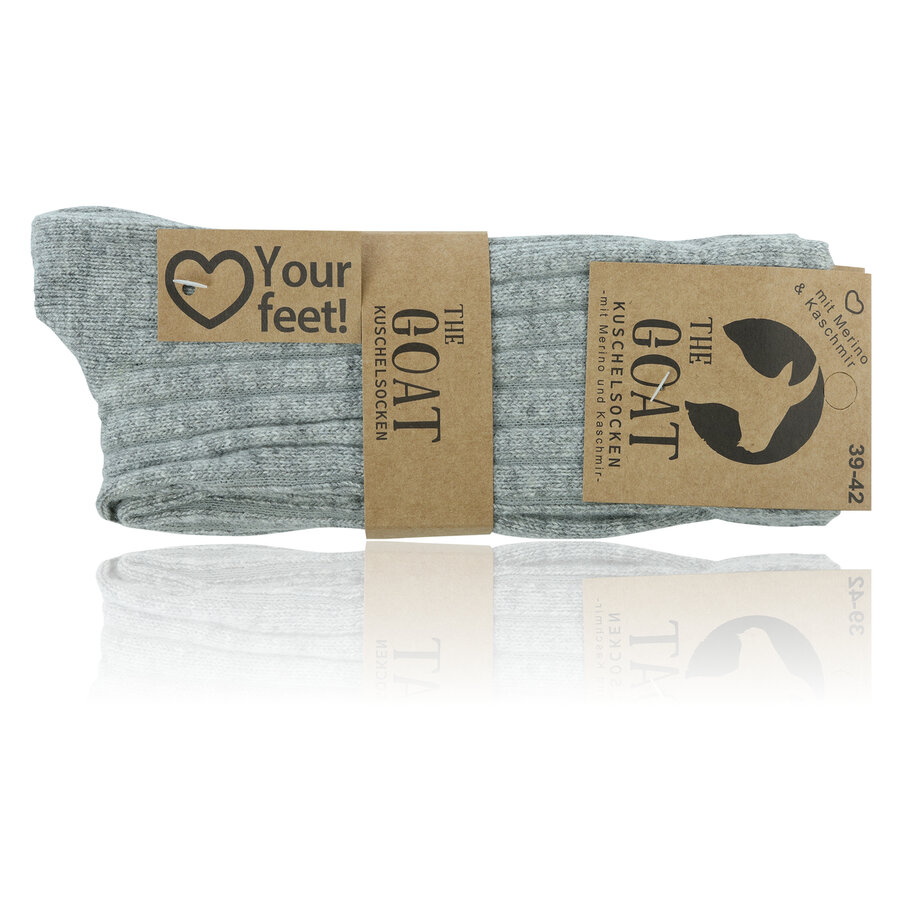 Kuschel-Wollsocken Kaschmirwolle Merinowolle grau - 6