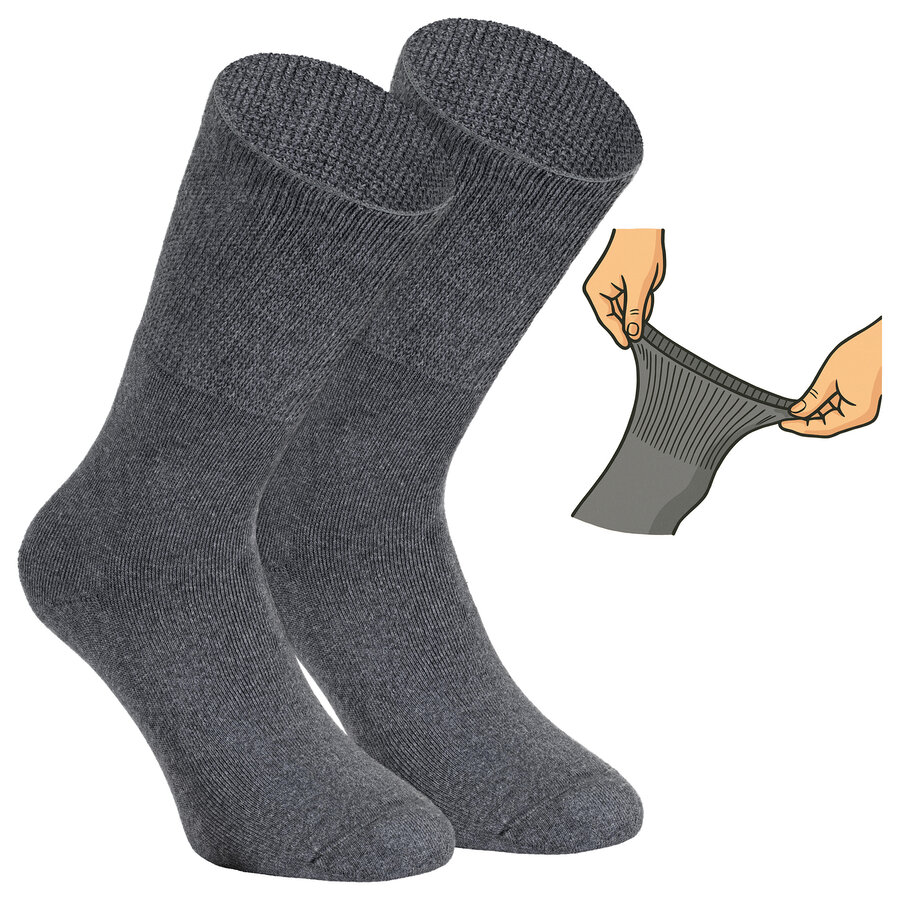 Diabetiker Venensocken dick Baumwolle Ultraflex dunkelgrau