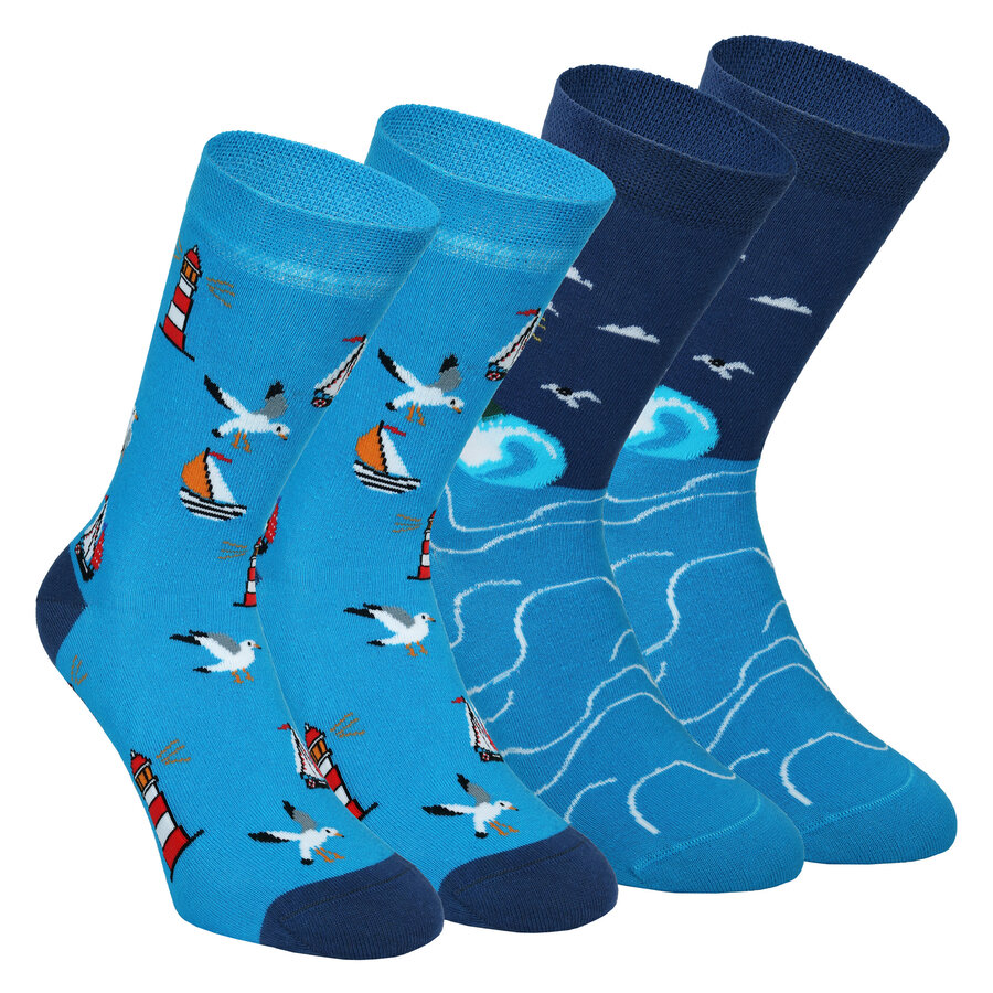 Urlaubs-Socken Meer Wellen Boote Leuchtturm Baumwolle