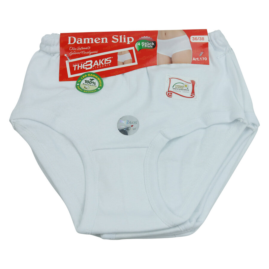 Damenslips weiß 100% Baumwolle Feinripp kochfest