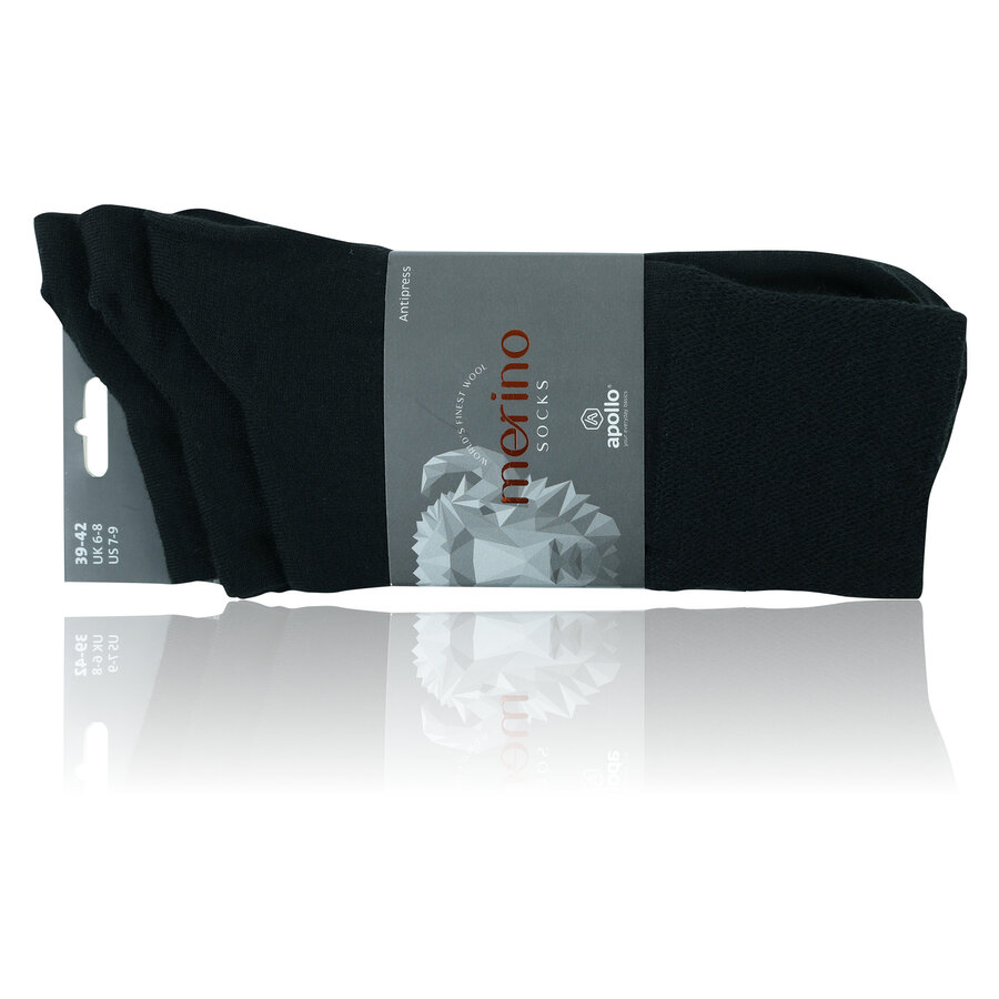 Herren Socken ohne Gummidruck Merino-Wolle Apollo schwarz - 2