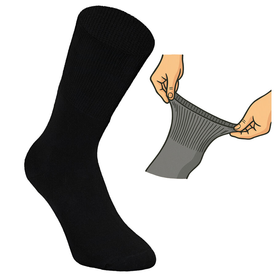 Diabetiker Socken dick Baumwolle Ultraflex schwarz - 8