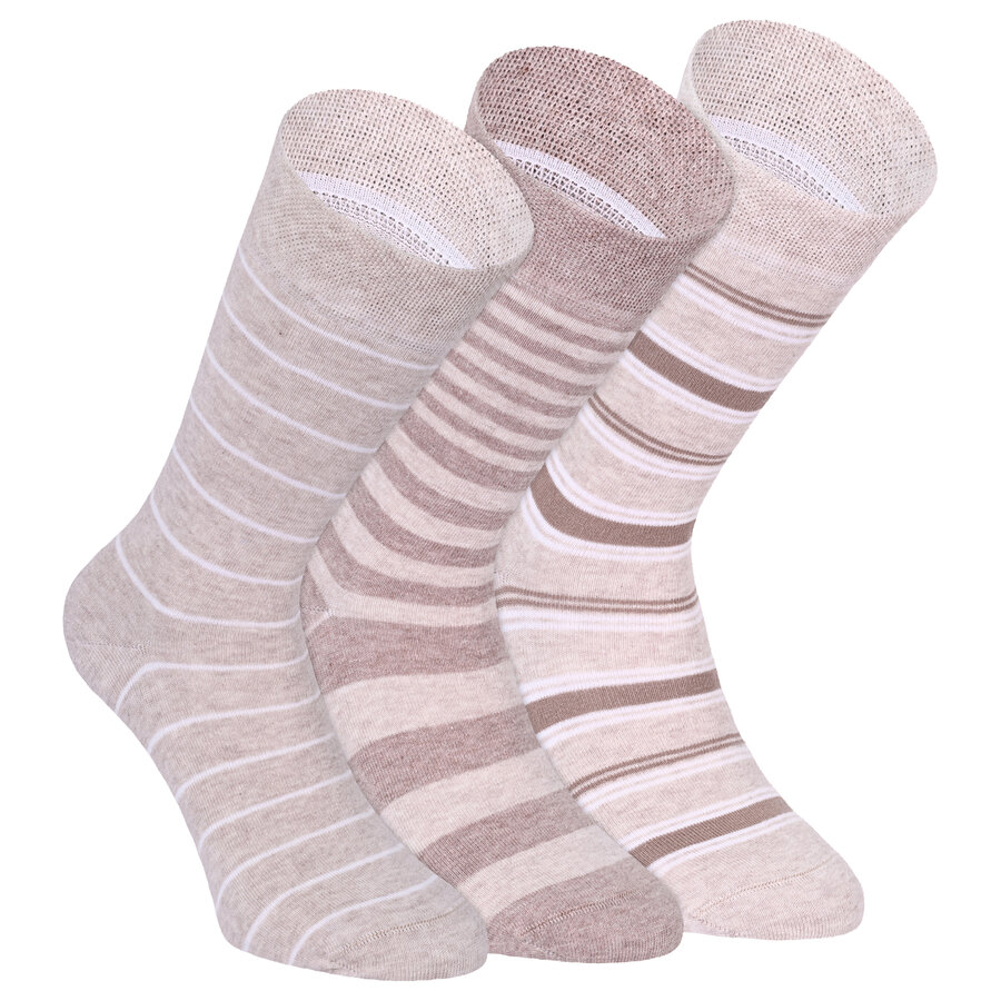 Herren Socken Baumwolle Streifen Muster beige Apollo - 15