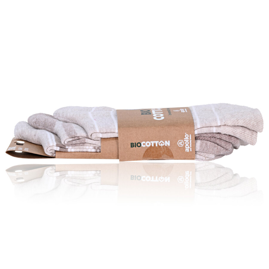 Herren Socken Baumwolle Streifen Muster beige Apollo - 12