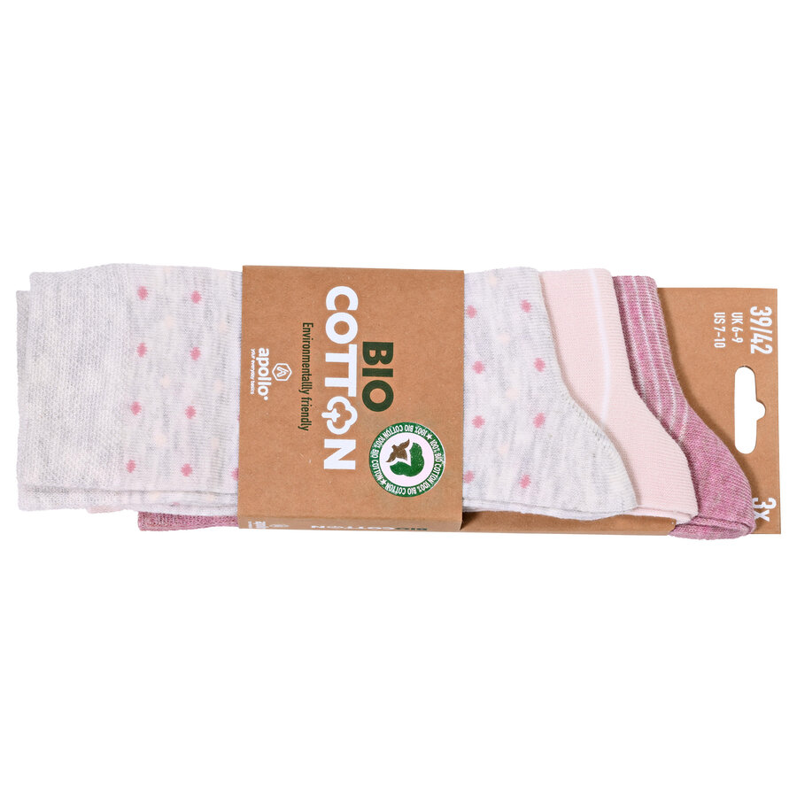 Damen Socken Baumwolle Apollo Muster Ringel Herzen Sterne beige-altrosa-mix - 30