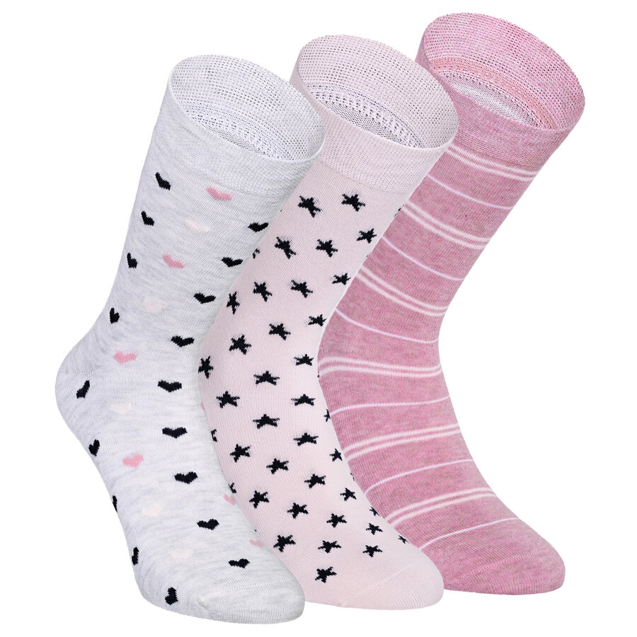 Damen Socken Baumwolle Apollo Muster Ringel Herzen Sterne beige-altrosa-mix - 33