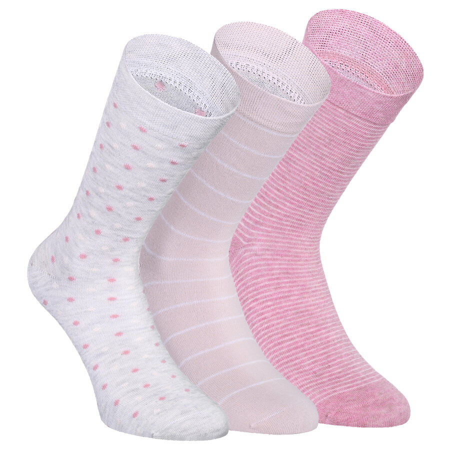 Damen Socken Baumwolle Apollo Muster Ringel Herzen Sterne beige-altrosa-mix - 20