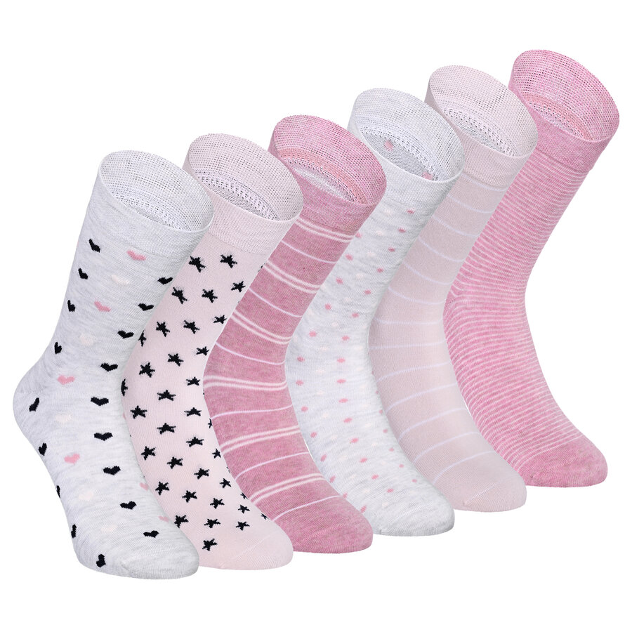 Damen Socken Bio-Baumwolle Apollo Muster Ringel Herzen Sterne beige-altrosa-mix