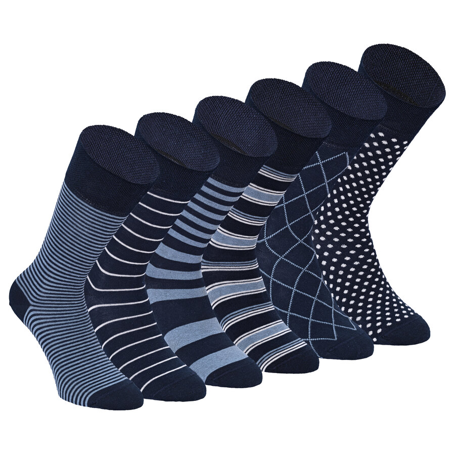 Herren Socken Bio Baumwolle Linien Muster blau-marine-mix Apollo