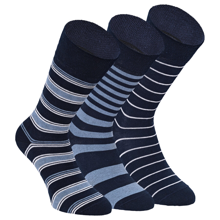 Herren Socken Baumwolle Linien Muster blau-marine-mix Apollo - 15