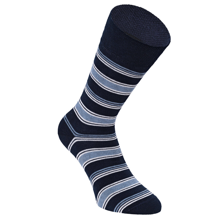 Herren Socken Baumwolle Linien Muster blau-marine-mix Apollo - 21