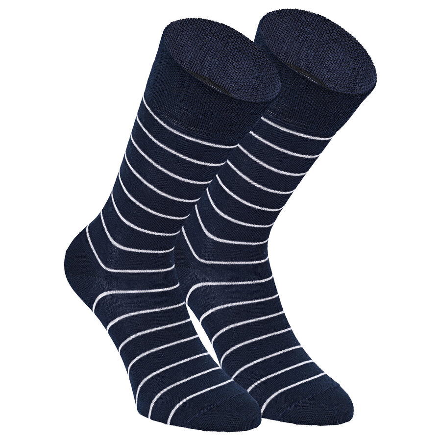 Herren Socken Baumwolle Linien Muster blau-marine-mix Apollo - 23