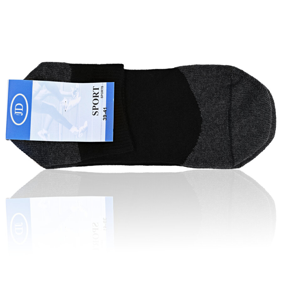 Sport Sneaker Kurzsocken mit Silber Frottee Fußbett Made in Germany schwarz - 2