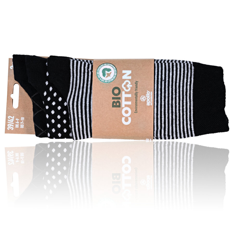 Baumwoll-Socken Streifen Muster schwarz Apollo - 2