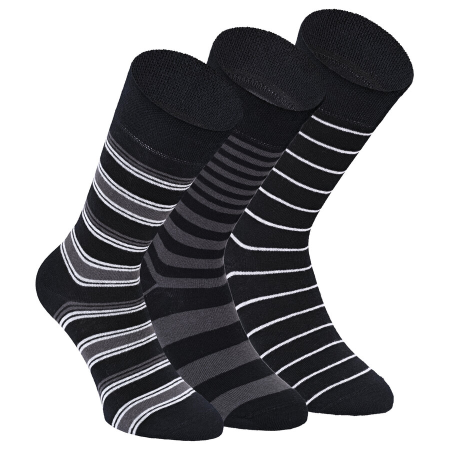 Baumwoll-Socken Streifen Muster schwarz Apollo - 15