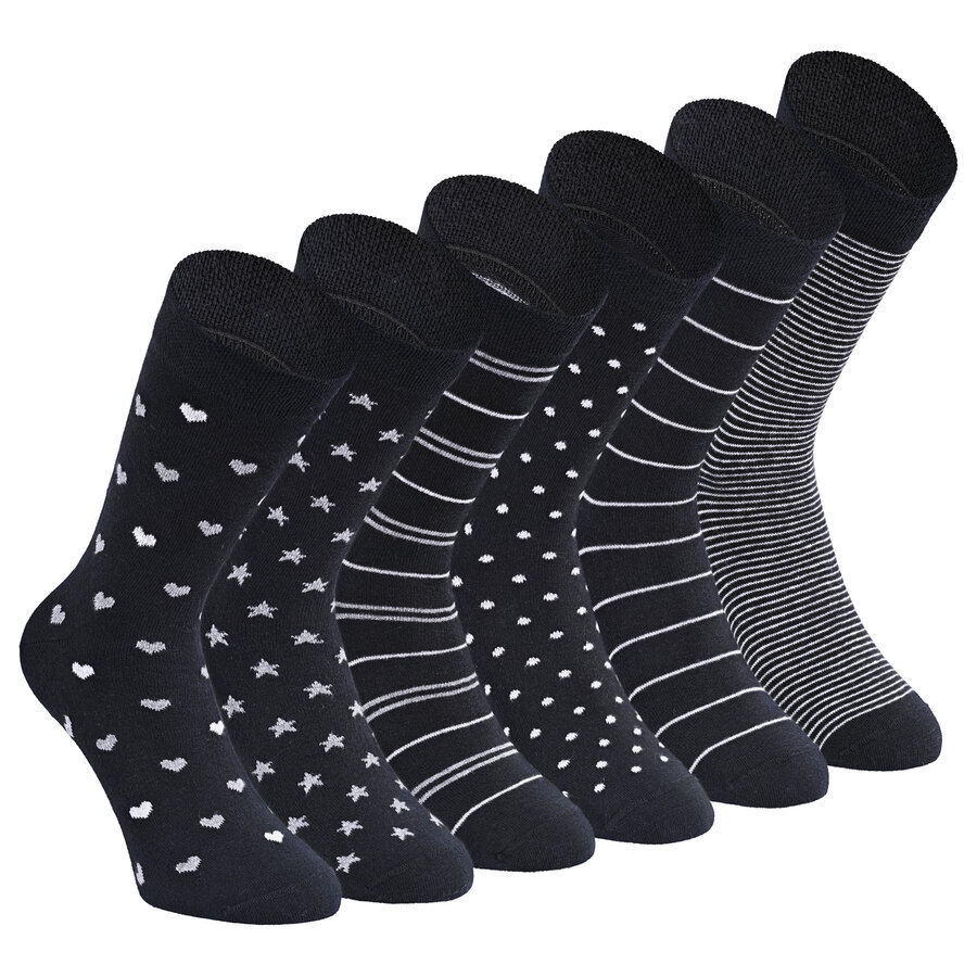 Damen Socken Bio-Baumwolle Apollo Muster Ringel Herzen Sterne schwarz-mix