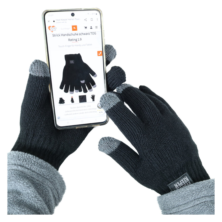 Damen Touchscreen Strick Handschuhe TOG Rating 1.9 Heat Keeper schwarz - 4