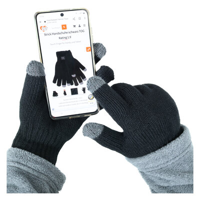 Kinder Touchscreen Strick Handschuhe TOG Rating 1.9 Heat Keeper schwarz