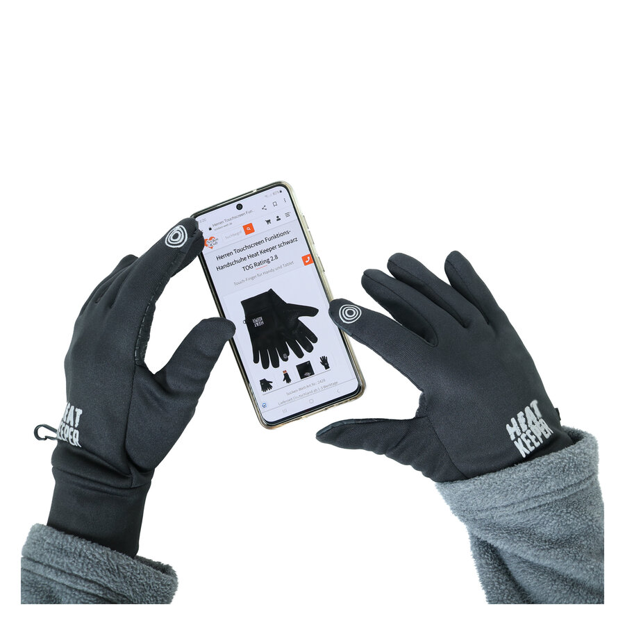 Herren Touchscreen-Handschuhe TOG Rating 2.8 Heat Keeper schwarz - 12