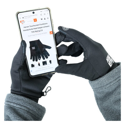 Herren Touchscreen-Handschuhe TOG Rating 2.8 Heat Keeper schwarz