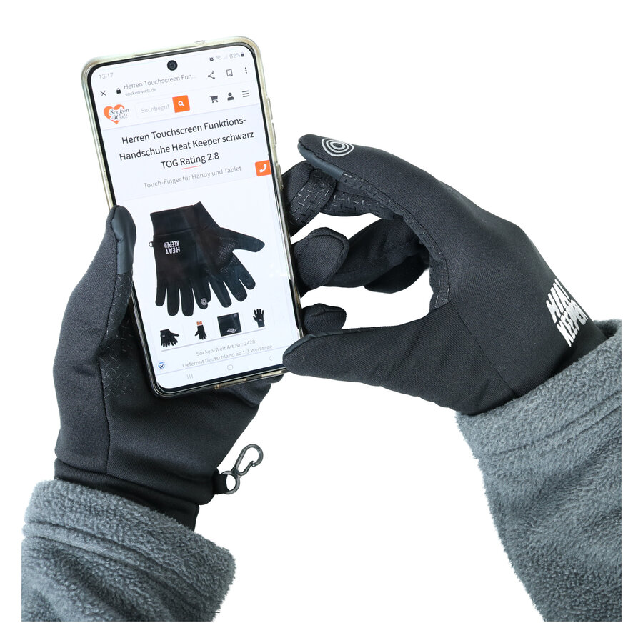 Herren Touchscreen-Handschuhe TOG Rating 2.8 Heat Keeper schwarz