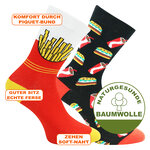 Fast Food Motiv Socken Pommes Hamburger - 20