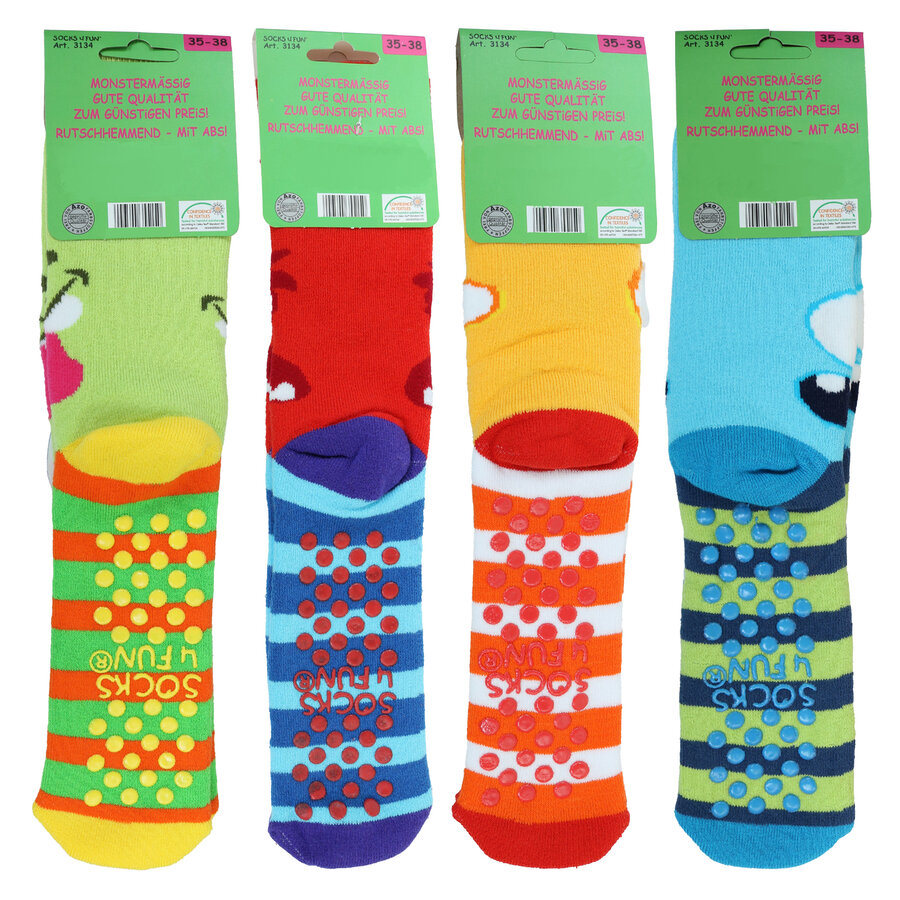 Kinder Thermo Socken Monster-Gesichter ABS Noppen - 3