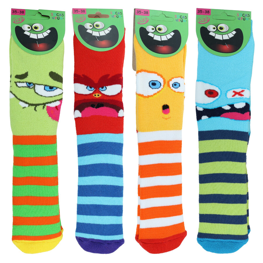 Kinder Thermo Socken Monster-Gesichter ABS Noppen - 4