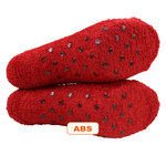 Dicke Damen ABS-Sneaker-Kuschel-Socken camano rot bordeaux - 4