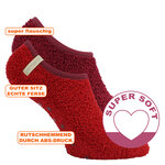 Dicke Damen ABS-Sneaker-Kuschel-Socken camano rot bordeaux - 2