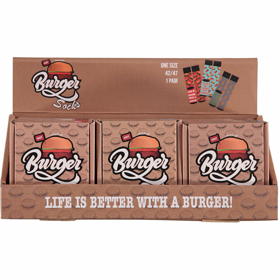 Burger Herren Motiv-Socken in Geschenk-Hamburger-Schachtel Apollo - 2