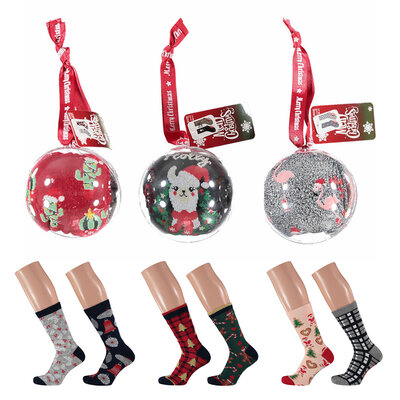 Lustige Motivsocken WEIHNACHTEN in Christbaumkugeln - Damen - Herren - Kinder