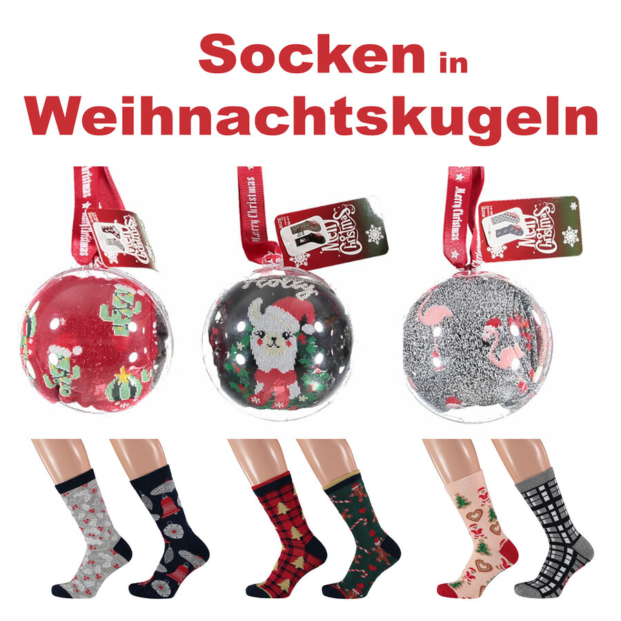 Damen Weihnachts-Motiv-Socken in Christbaum-Kugel Apollo - 22
