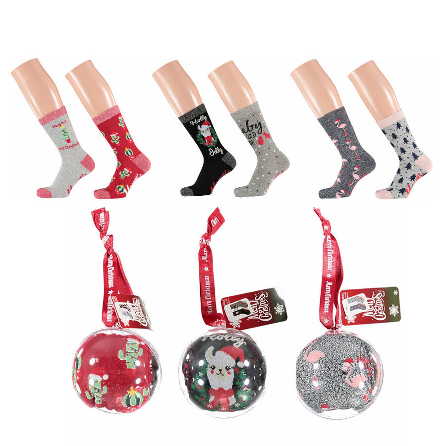 Damen Weihnachts-Motiv-Socken in Christbaum-Kugel Apollo - 7