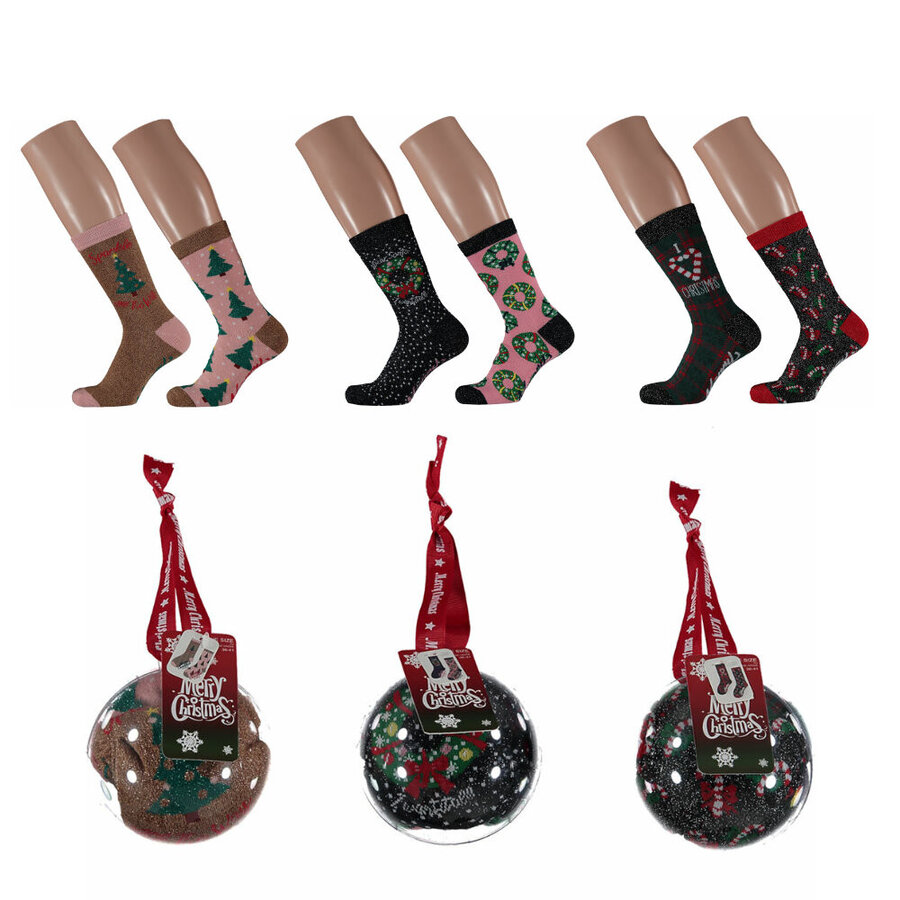 Damen Weihnachts-Motiv-Socken in Christbaum-Kugel Apollo - 6