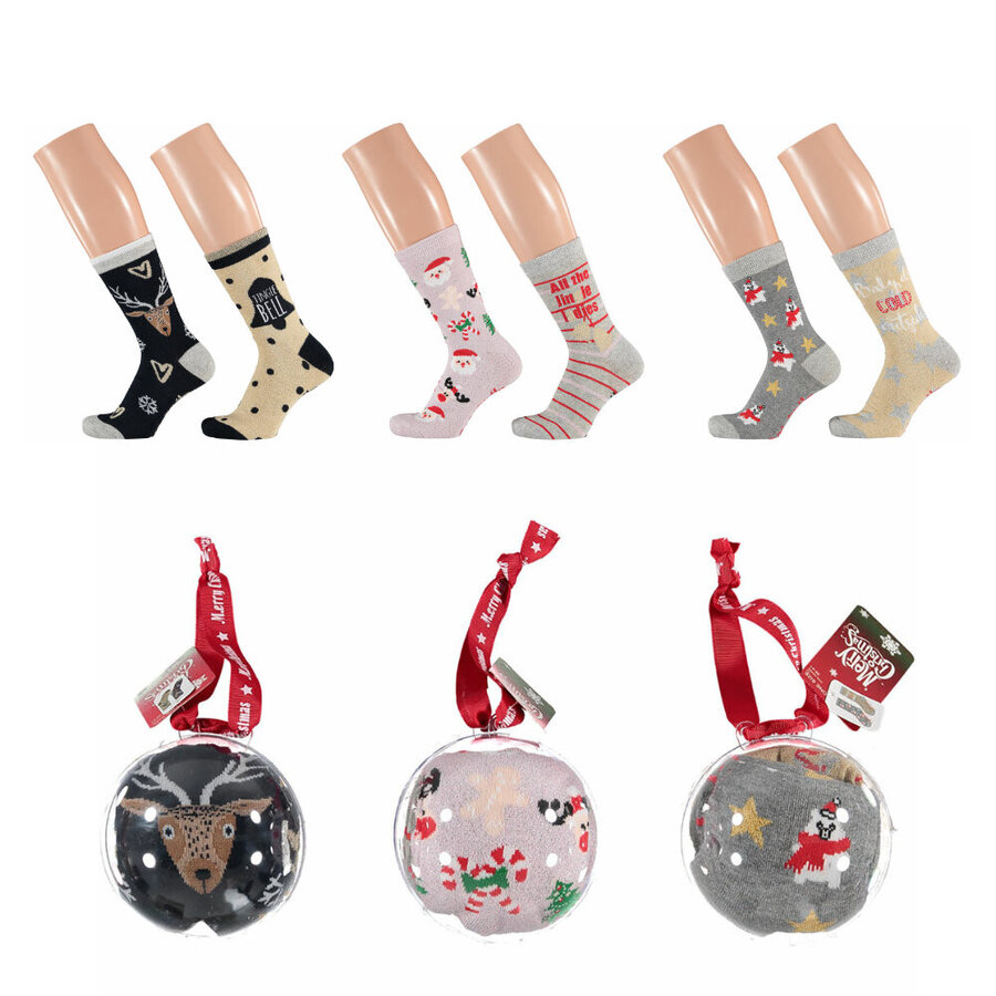 Damen Weihnachts-Motiv-Socken in Christbaum-Kugel Apollo - 5