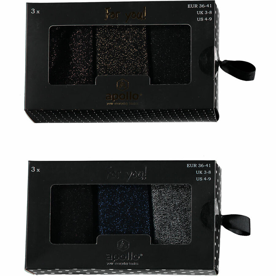 Glitzer-Lurex Damensocken Apollo in Geschenkbox uni-mix - 2