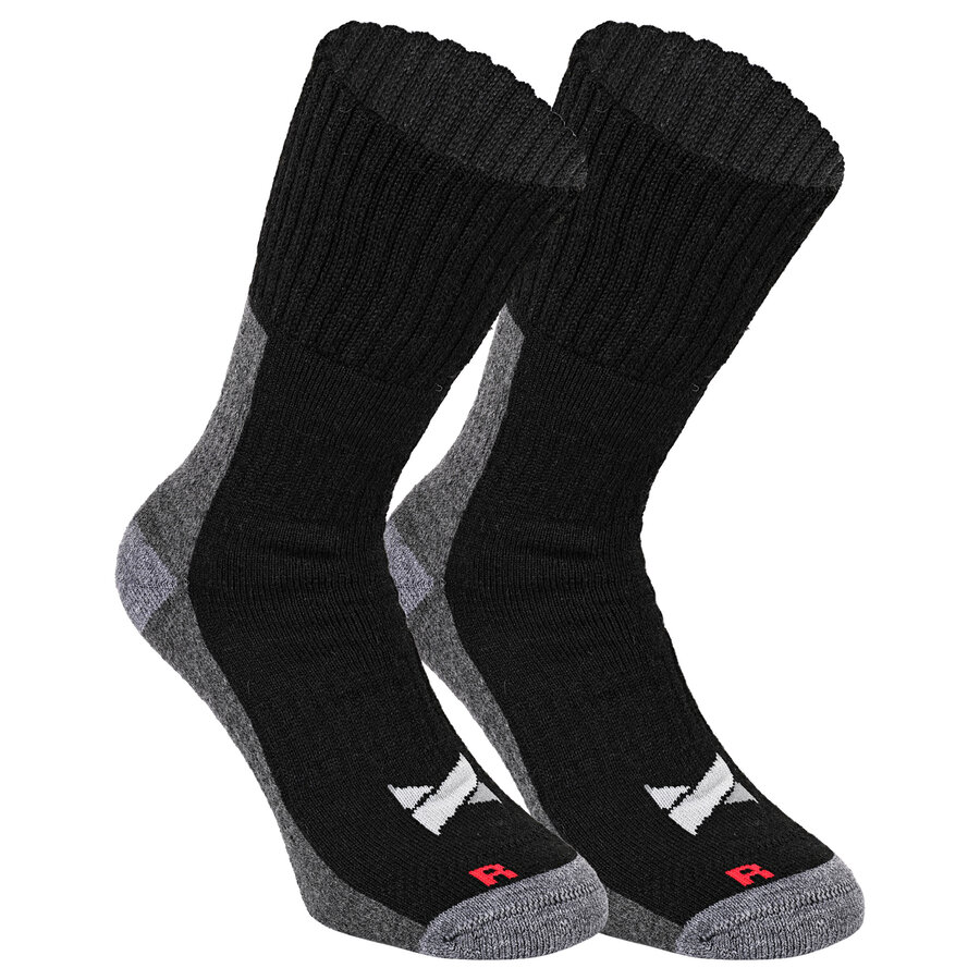 Walking Socken ohne Gummidruck Wolle XTREME schwarz